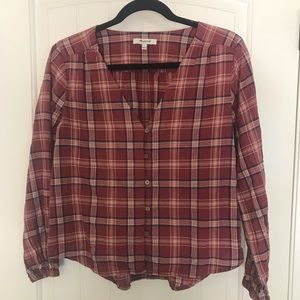 Madewell Stratfield Plaid V-neck Button Down